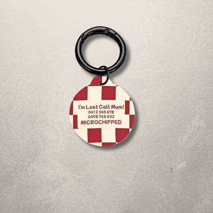 Crimson Check Pet ID Tag