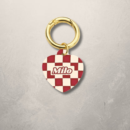 Crimson Check Pet ID Tag