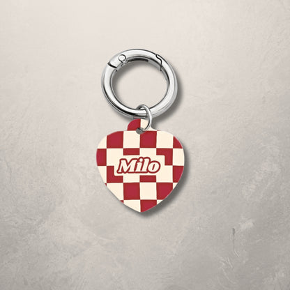 Crimson Check Pet ID Tag