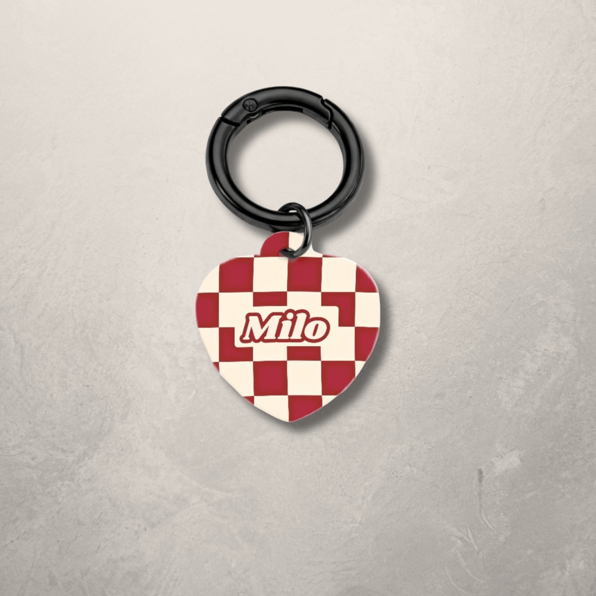 Crimson Check Pet ID Tag