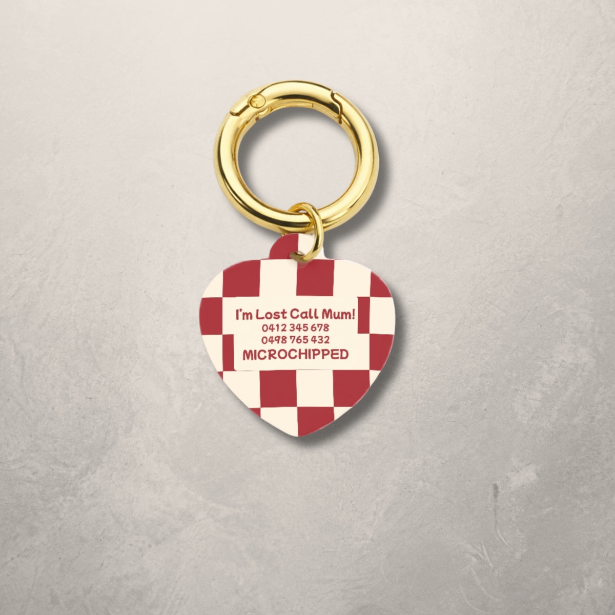 Crimson Check Pet ID Tag