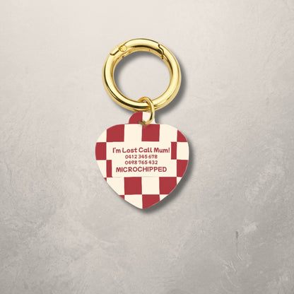Crimson Check Pet ID Tag