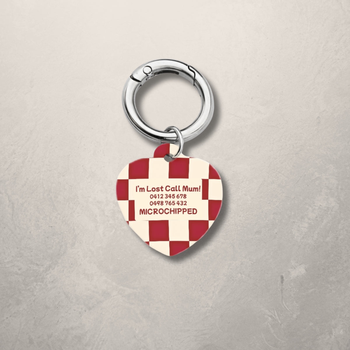 Crimson Check Pet ID Tag