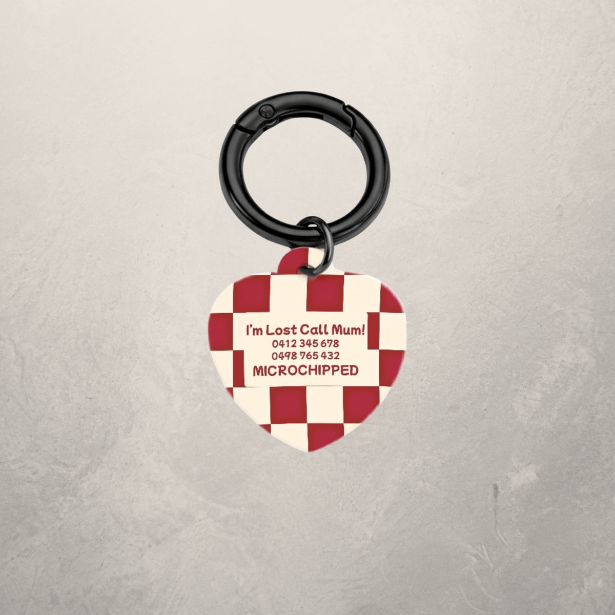 Crimson Check Pet ID Tag
