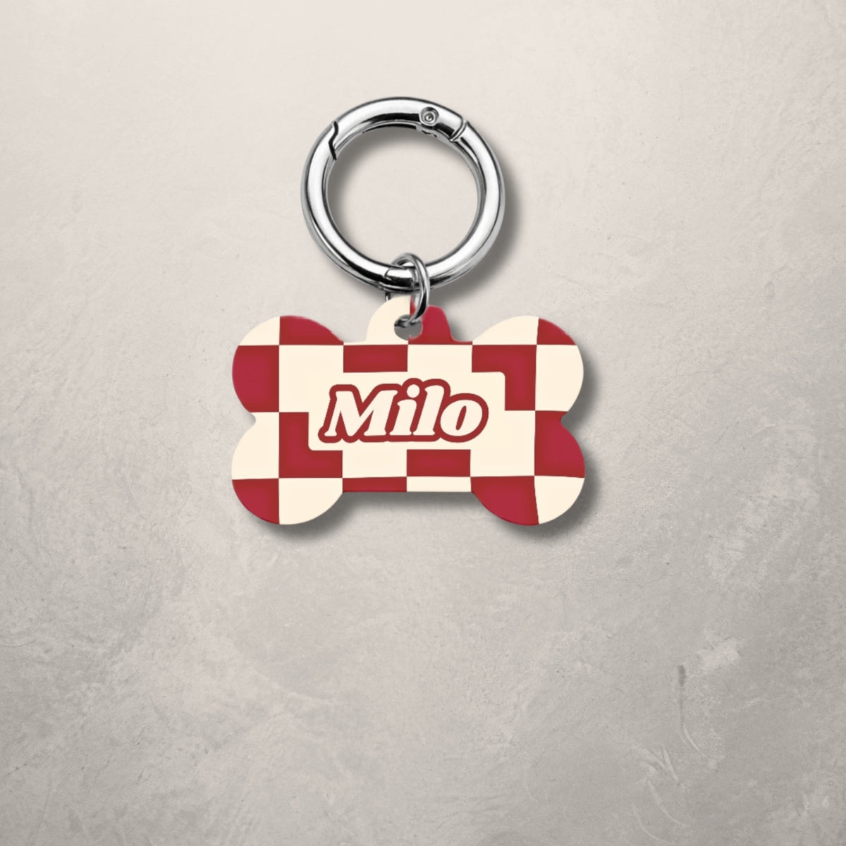 Crimson Check Pet ID Tag