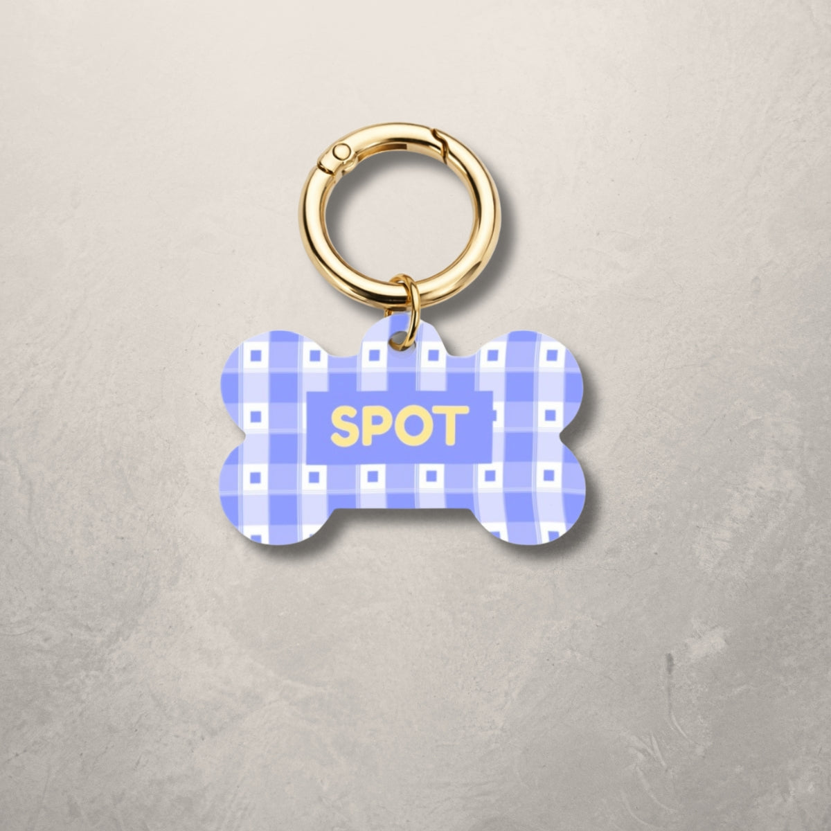 Blue Check Pet ID Tag