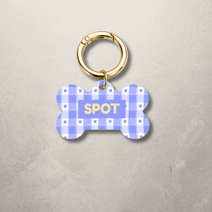 Blue Check Pet ID Tag