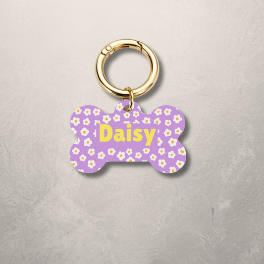 Purple Sunflower Pet ID Tag