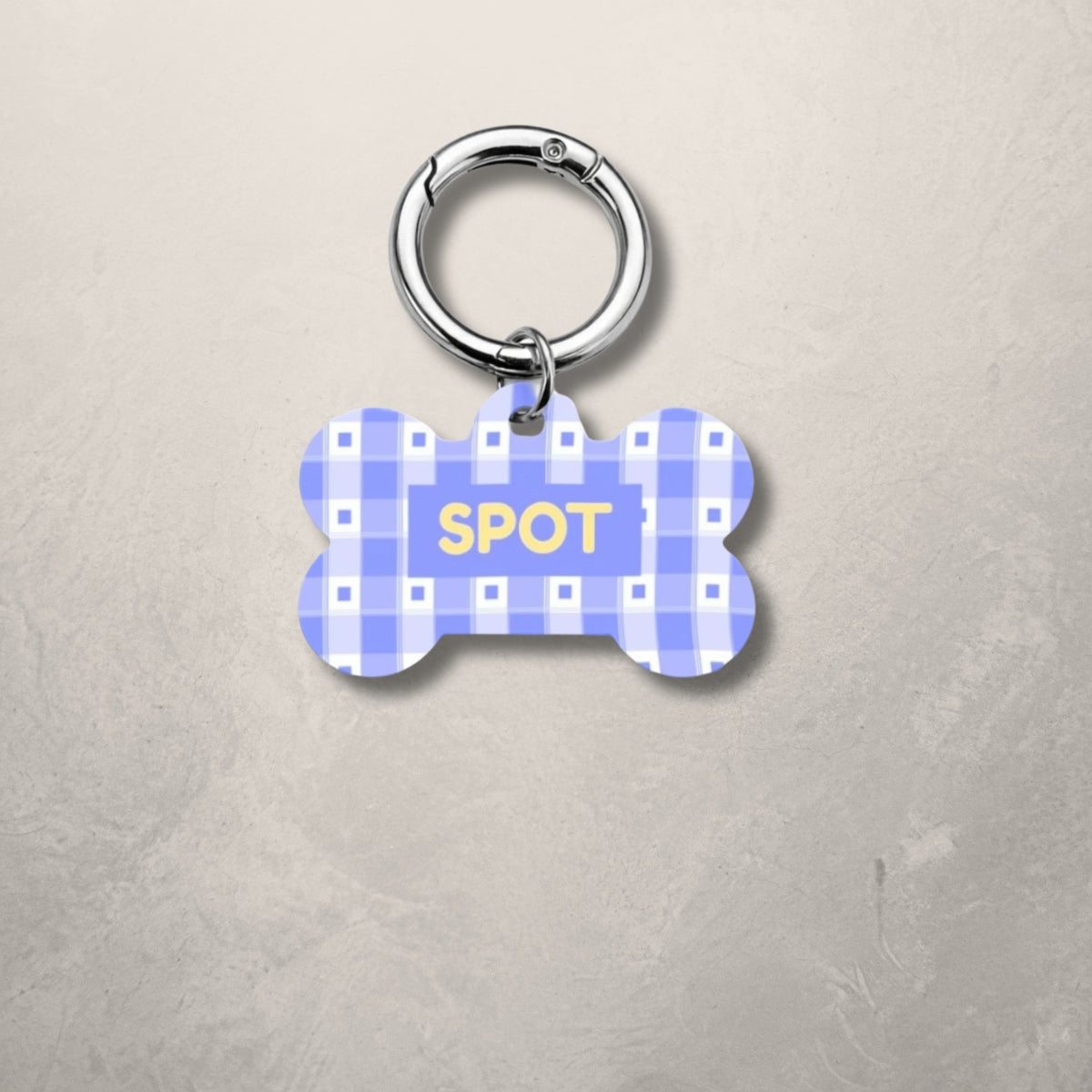 Blue Check Pet ID Tag