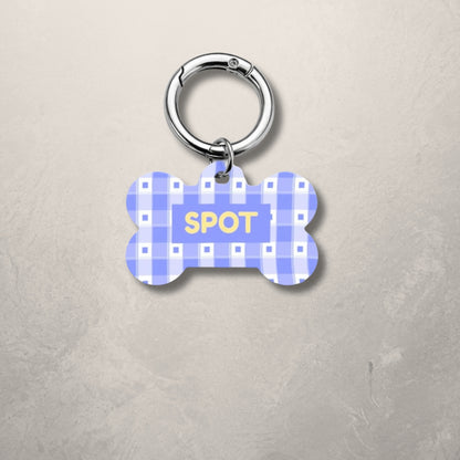 Blue Check Pet ID Tag
