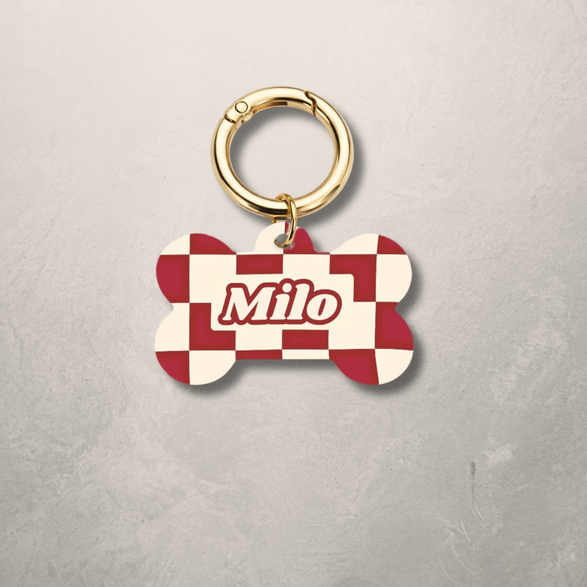 Crimson Check Pet ID Tag