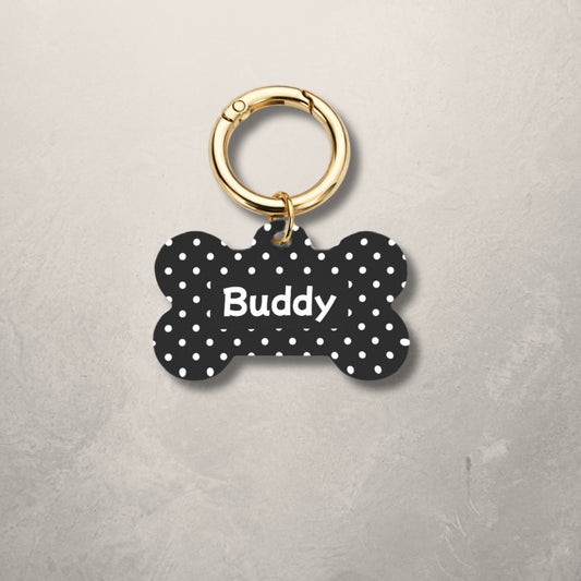 Black & White Polka Dot Pet ID Tag