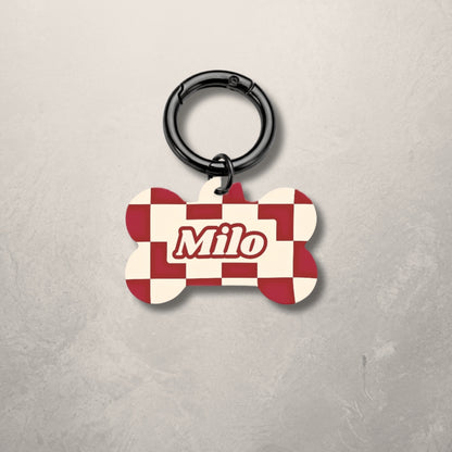 Crimson Check Pet ID Tag