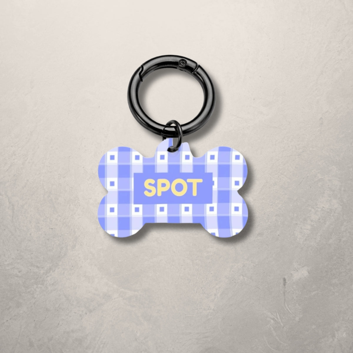 Blue Check Pet ID Tag