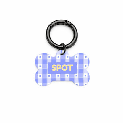 Blue Check Pet ID Tag