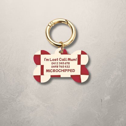 Crimson Check Pet ID Tag