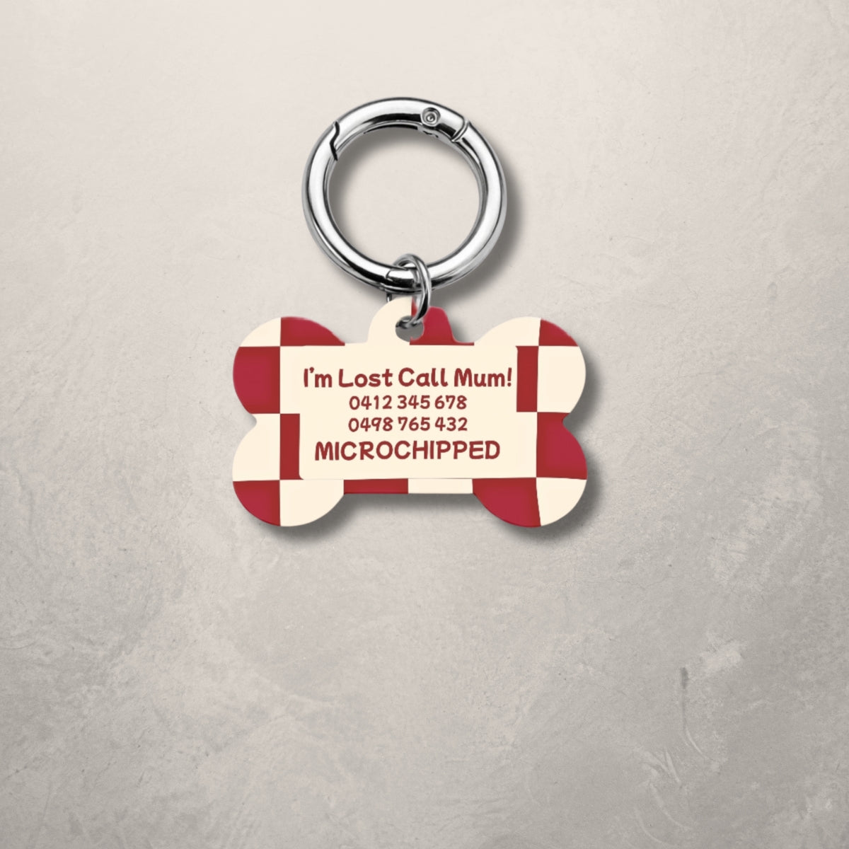Crimson Check Pet ID Tag