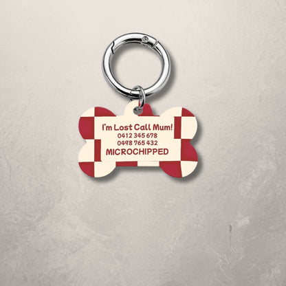 Crimson Check Pet ID Tag