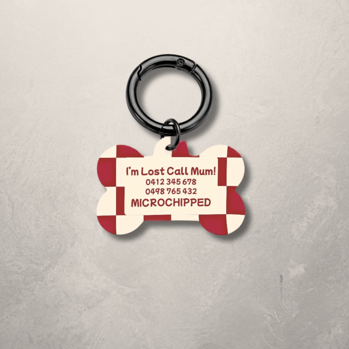 Crimson Check Pet ID Tag