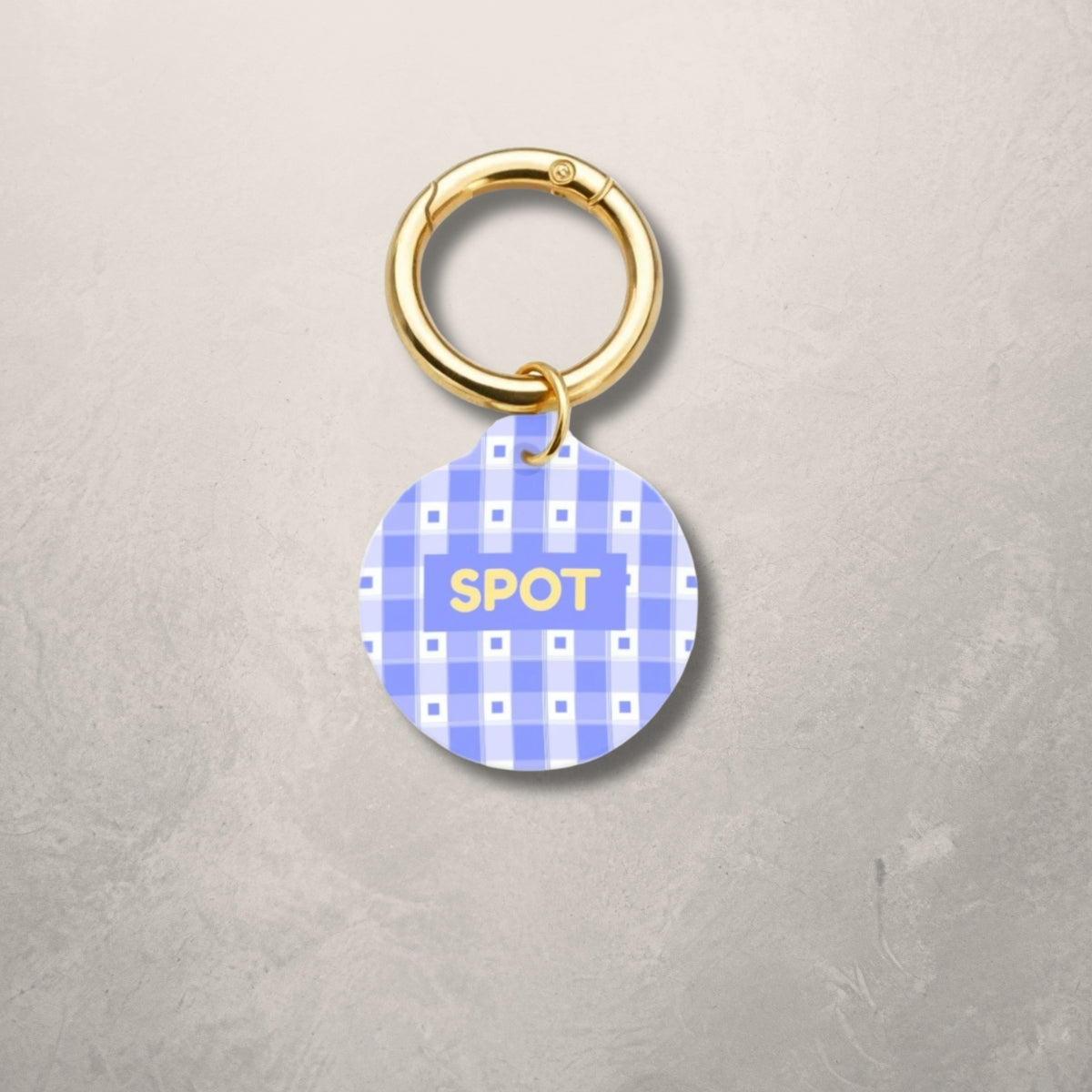 Blue Check Pet ID Tag