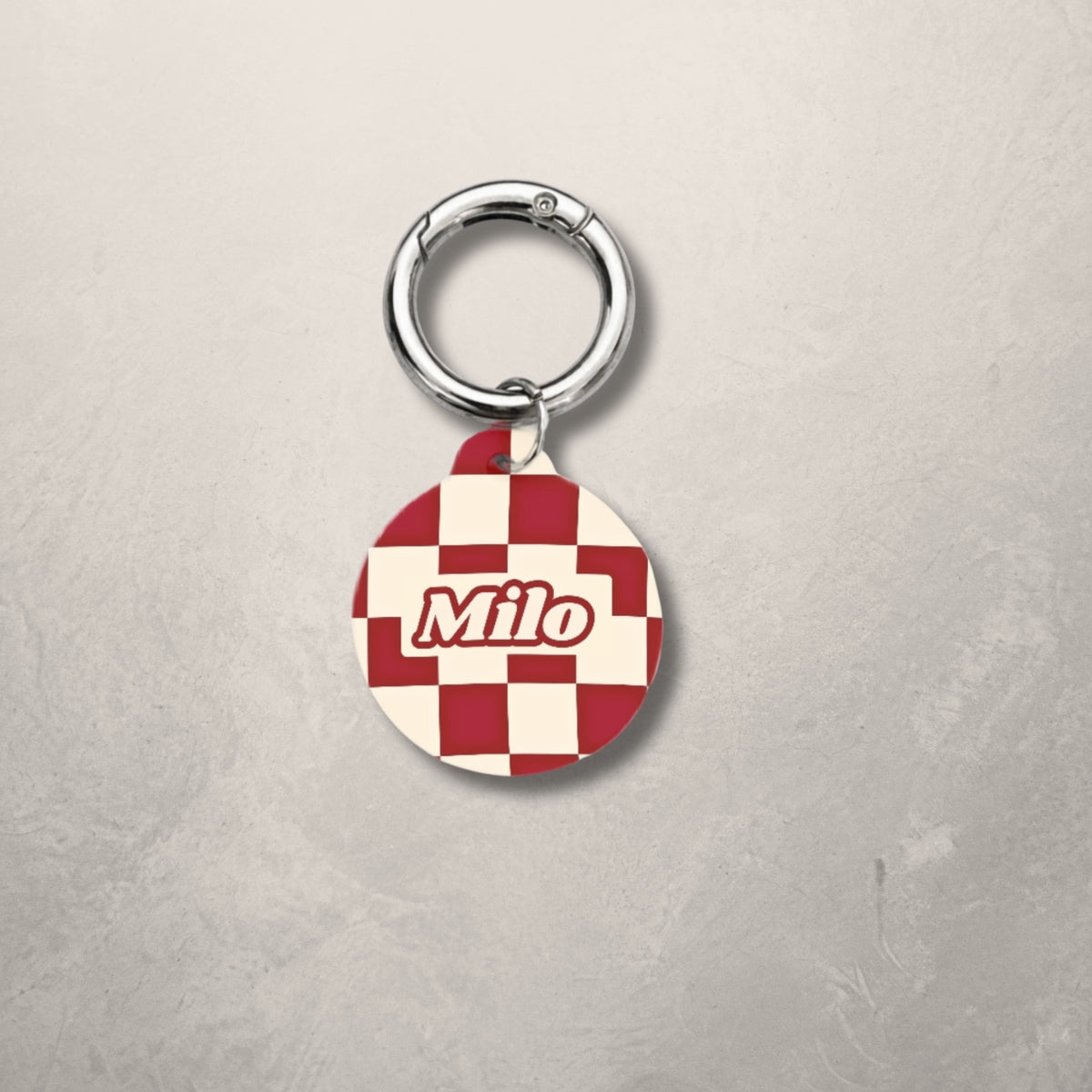 Crimson Check Pet ID Tag