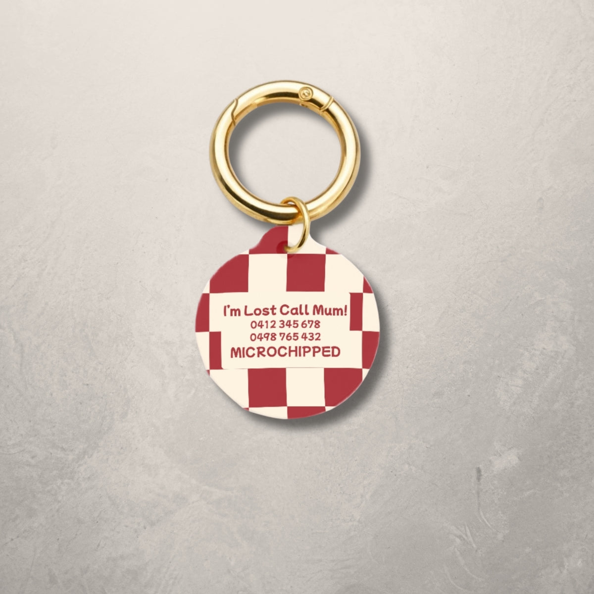 Crimson Check Pet ID Tag