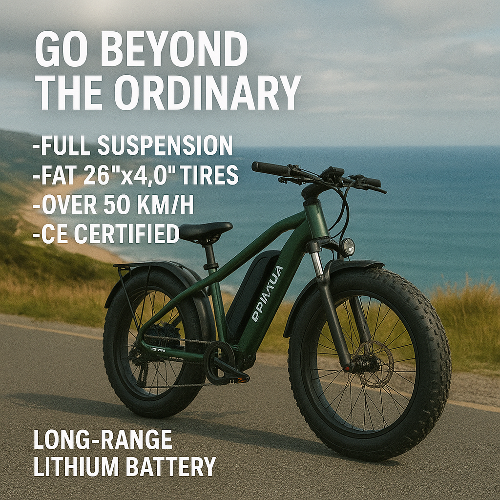 Primva 2000W Full Suspension E-Bike – Dual Battery Power, 26” Fat Tires